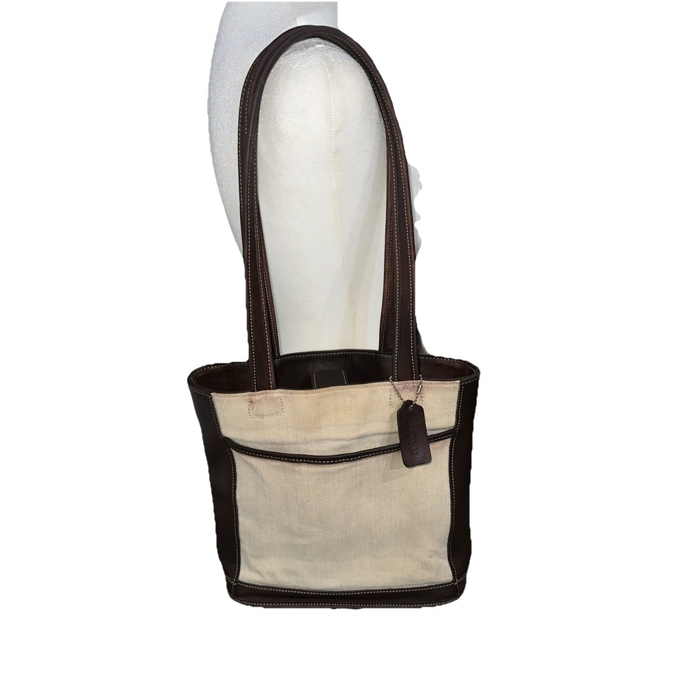 Vintage COACH Canvas & Leather Tote Handbag Purse